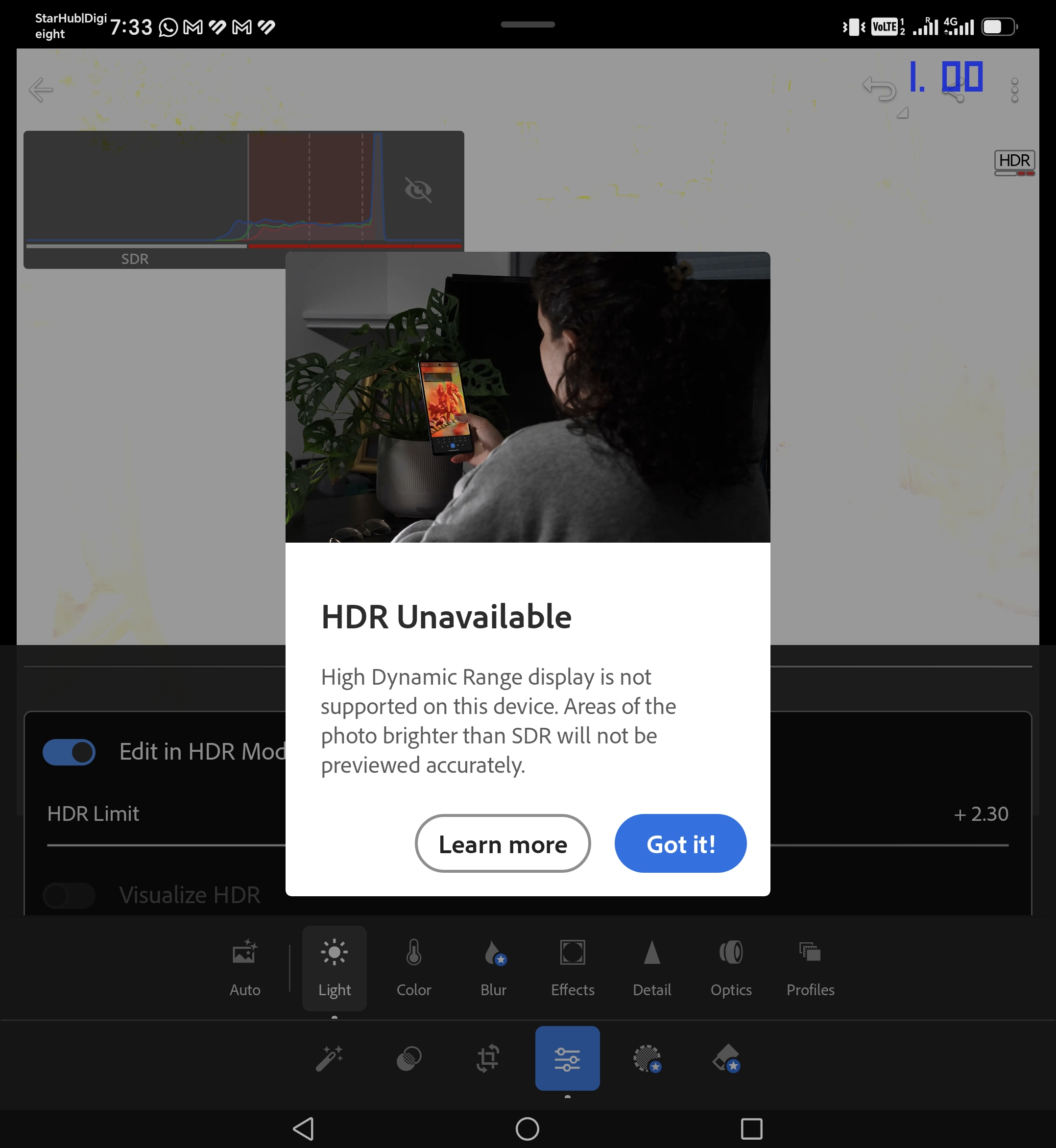 Honor Magic V3 Lightroom HDR Unavailable